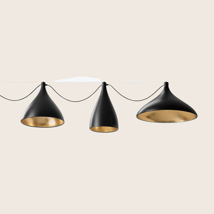 Swell LED 3-Strung Pendants XL / Black / Brass