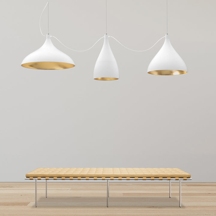 Swell LED 3-Strung Pendants XL / White / Brass