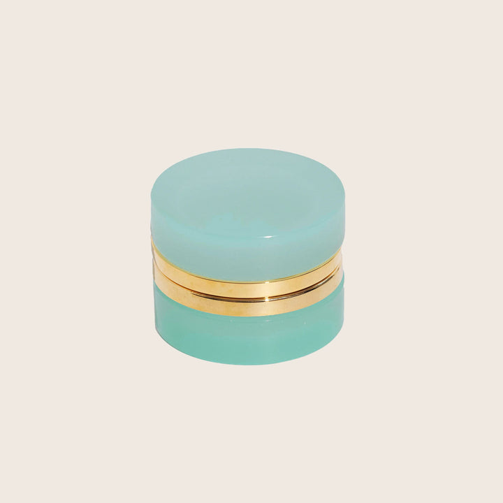 Small Round Opaline Glass Box Aqua