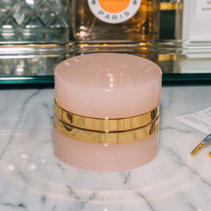 Small Round Opaline Glass Box Pink