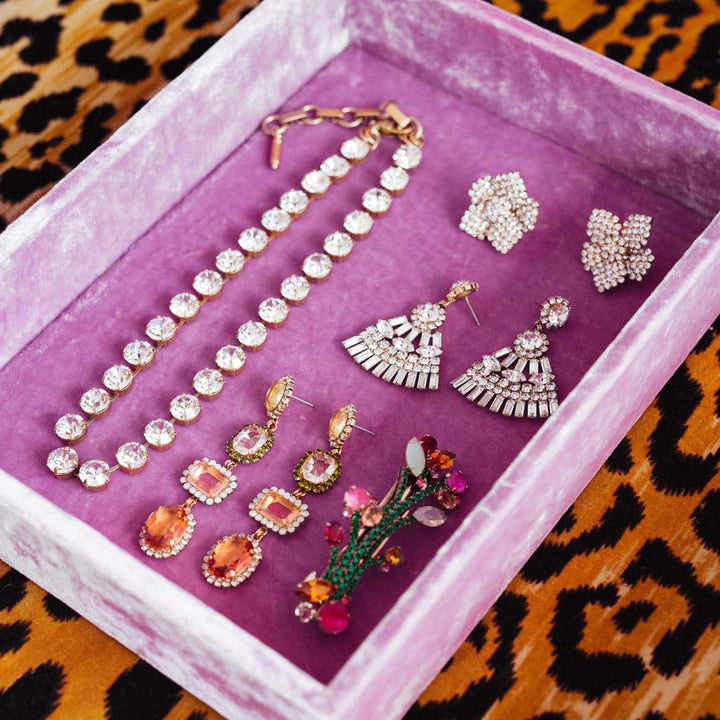 Stackable Silk Velvet Jewelry Tray Berry