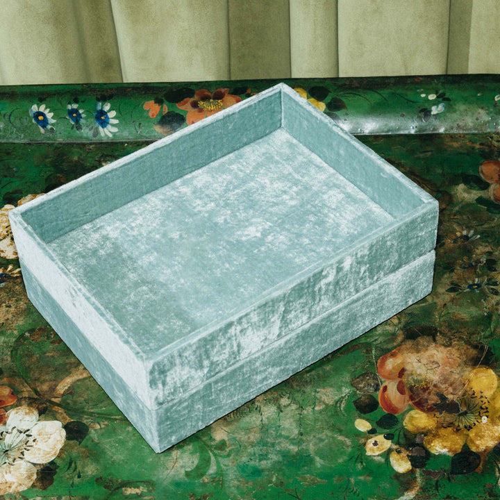 Stackable Silk Velvet Jewelry Tray Seafoam