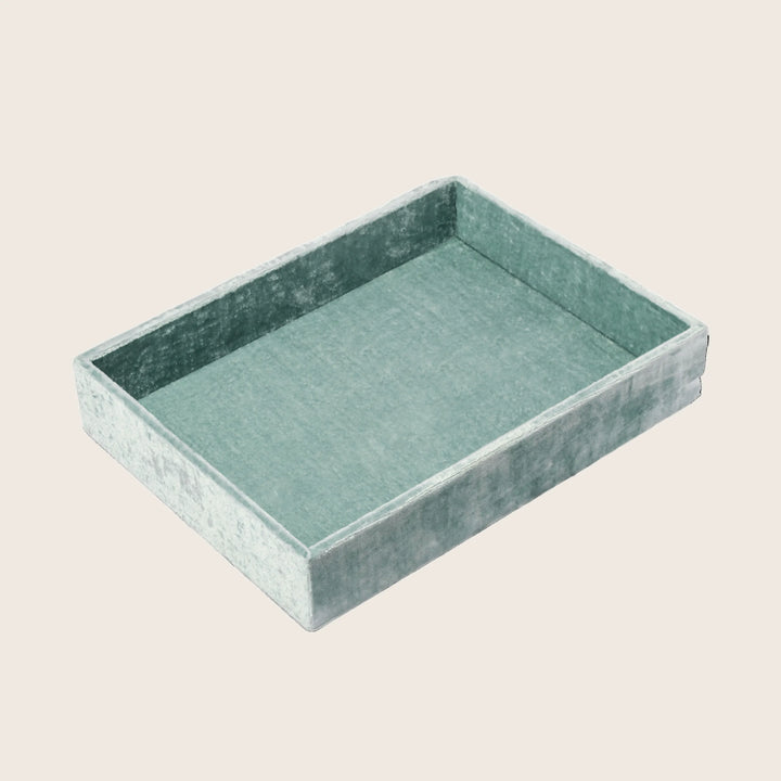 Stackable Silk Velvet Jewelry Tray Seafoam