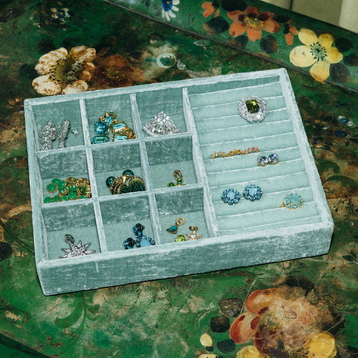 Stackable Silk Velvet Jewelry Tray with Dividers