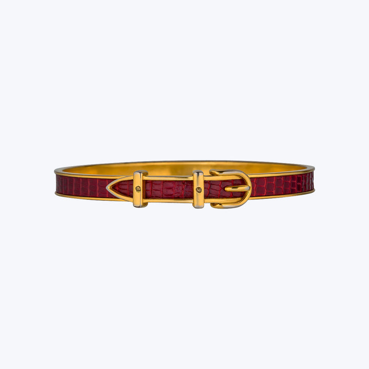 Hermès YG Leather Belt Buckle Bangle