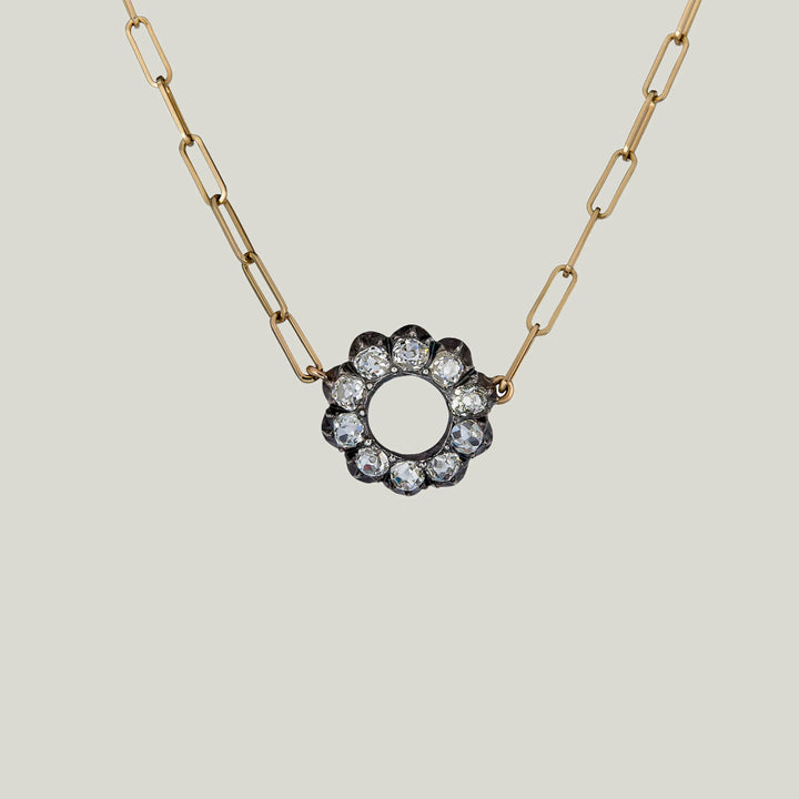 Victorian 14KYG/Silver 1.15ctw Diam Flower Pendant