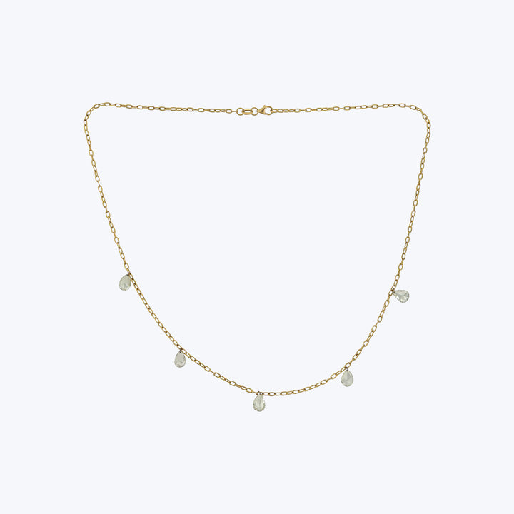 14KYG 2.50ctw Pear Rose Cut Diam Station Necklace