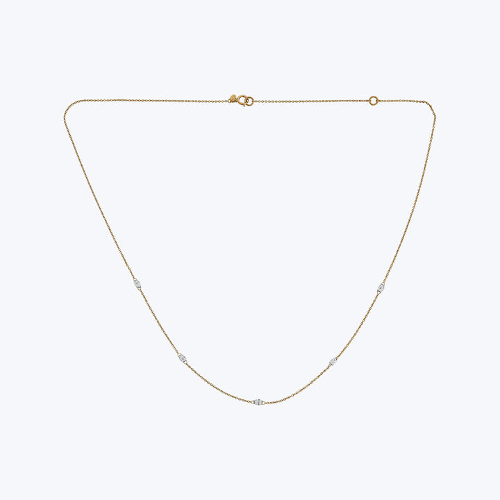 18KYG .87ctw Diam Briolette Station Necklace