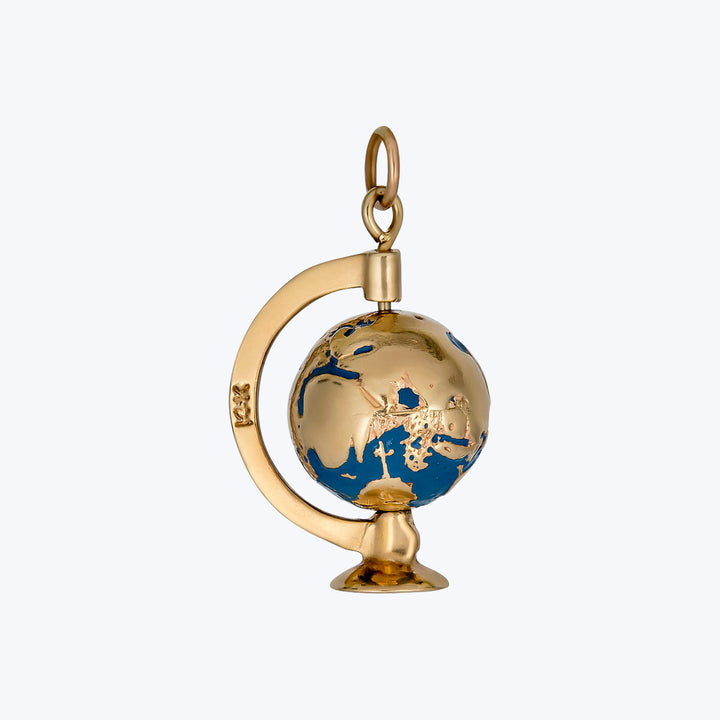 Retro 14KYG Enamel Globe Charm