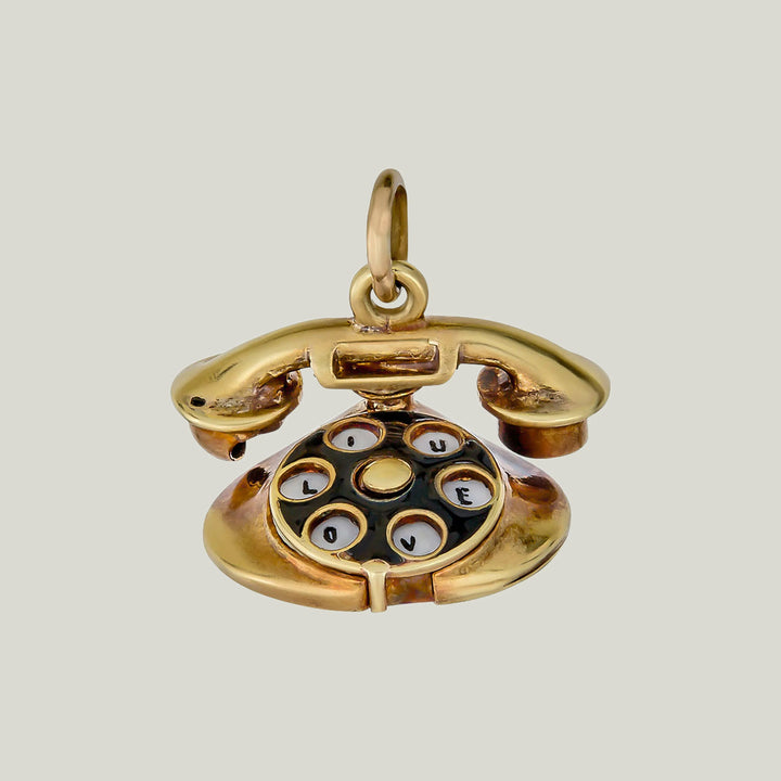Vintage 14KYG "I Love U" Phone Charm