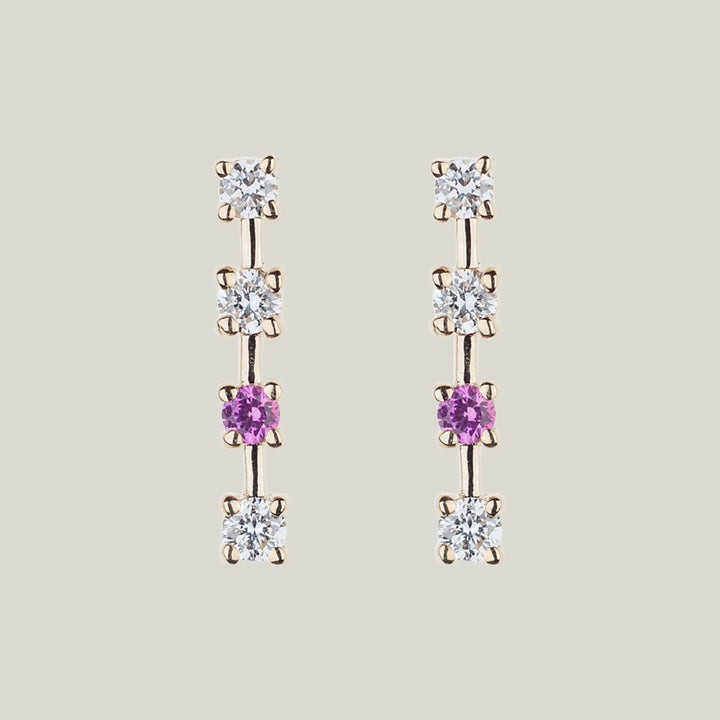 Sparkling Sugar Stud Earrings - Diamonds + Pink Sapphire