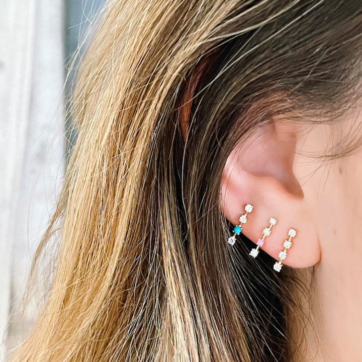 Sparkling Sugar Stud Earrings - Diamonds + Pink Sapphire