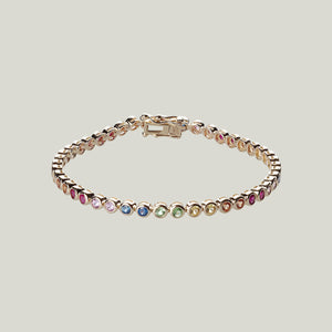 Rainbow Sapphire Bezel Tennis Bracelet (S)