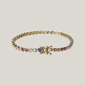 Rainbow Sapphire Bezel Tennis Bracelet (S) - hover