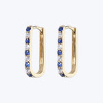 Diamond + Blue Sapphire Small Paperclip Hoop Earring