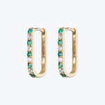 Diamond + Emerald Small Paperclip Hoop Earring