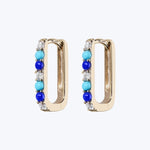 Diamond, Lapis + Turquoise Small Paperclip Hoop Earring