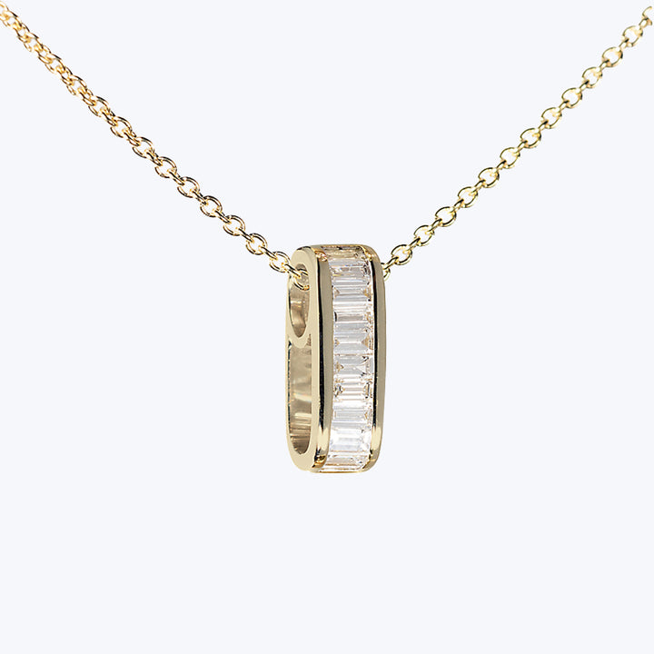 Mini Small Baguette Diamond Legend Link Necklace