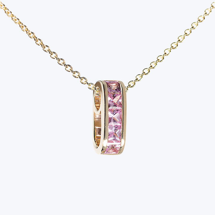 Mini Small Baguette Pink Sapphire Legend Link Necklace