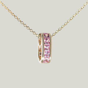 Mini Small Baguette Pink Sapphire Legend Link Necklace