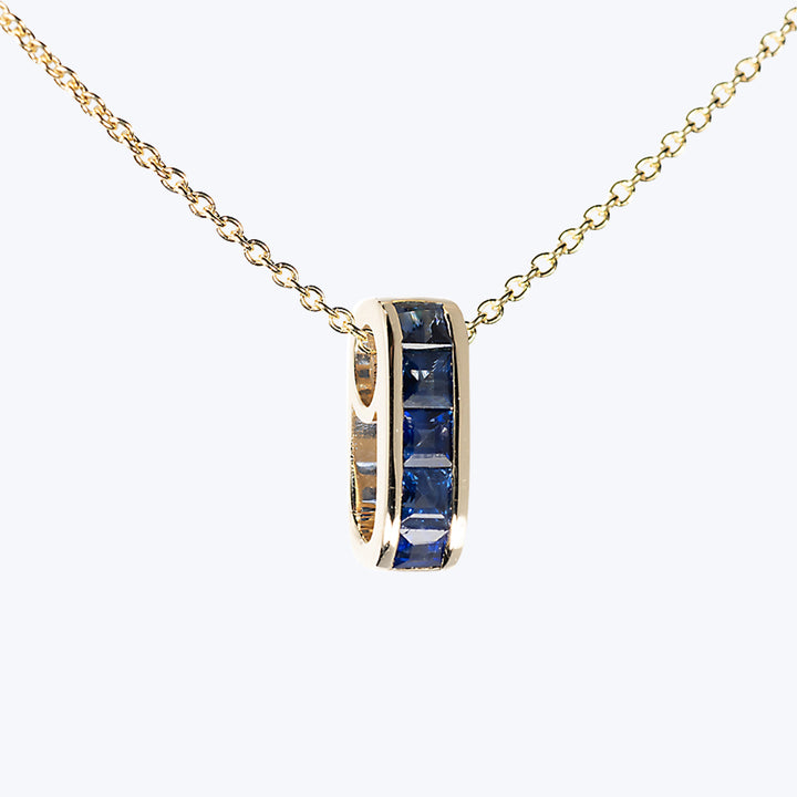 Mini Small Baguette Blue Sapphire Legend Link Necklace