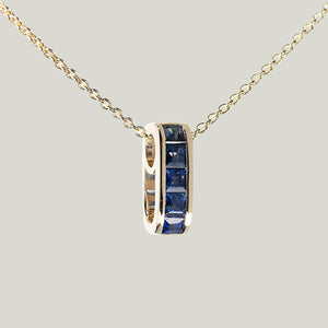 Mini Small Baguette Blue Sapphire Legend Link Necklace