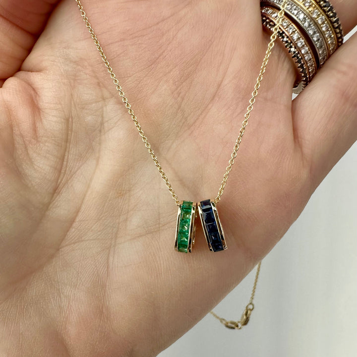 Mini Small Baguette Emerald Legend Link Necklace