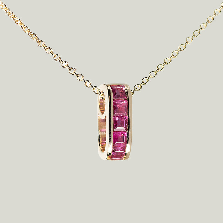 Mini Small Baguette Ruby Legend Link Necklace