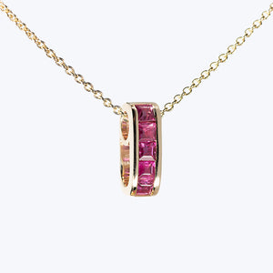 Mini Small Baguette Ruby Legend Link Necklace