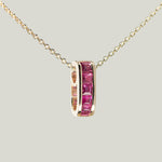 Mini Small Baguette Ruby Legend Link Necklace