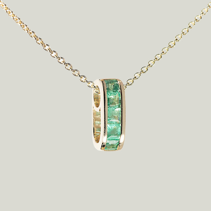 Mini Small Baguette Emerald Legend Link Necklace
