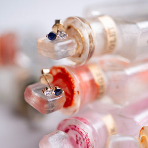 Diamond + Blue Sapphire Doubles Studs - hover