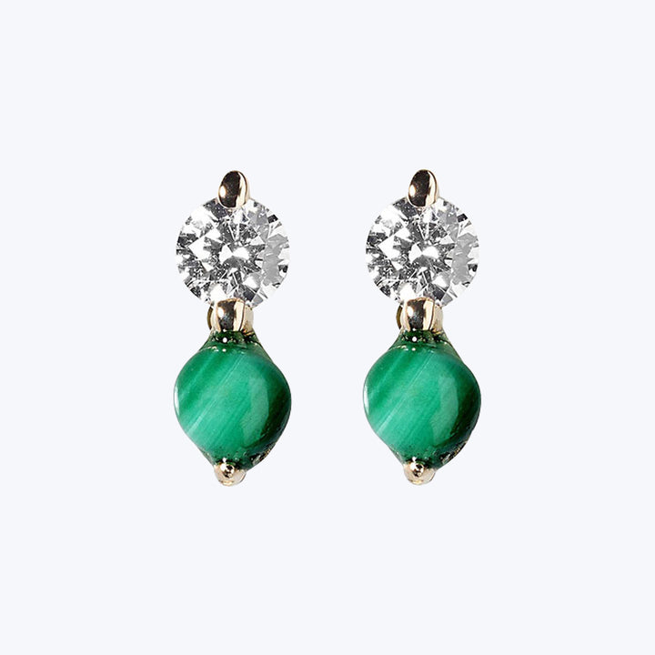 Diamond + Malachite Doubles Studs