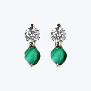 Diamond + Malachite Doubles Studs