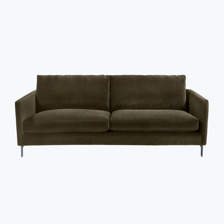 Hannah Two-Seat Sofa, Black Leg 86 / Black / Banks, Performance Velvet / Fir