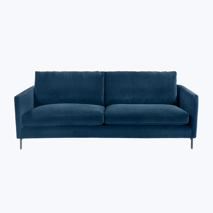Hannah Two-Seat Sofa, Black Leg 86 / Black / Banks, Performance Velvet / Denim