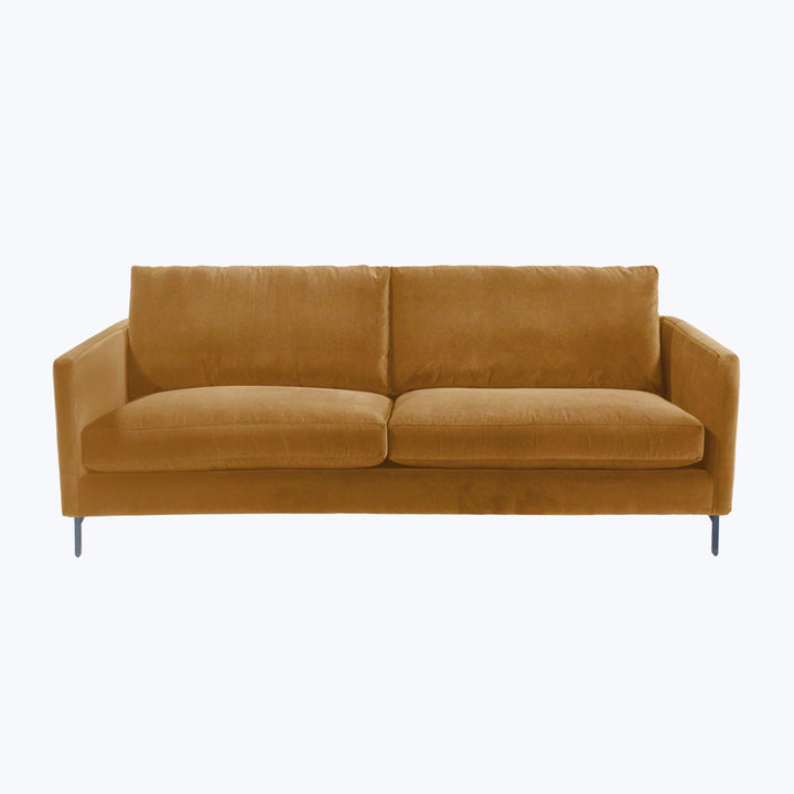 Hannah Two-Seat Sofa, Black Leg 86 / Black / Banks, Performance Velvet / Camel