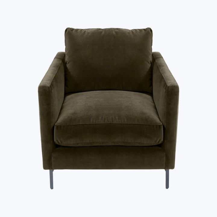 Hannah Chair, Black Leg Black / Banks, Performance Velvet / Fir