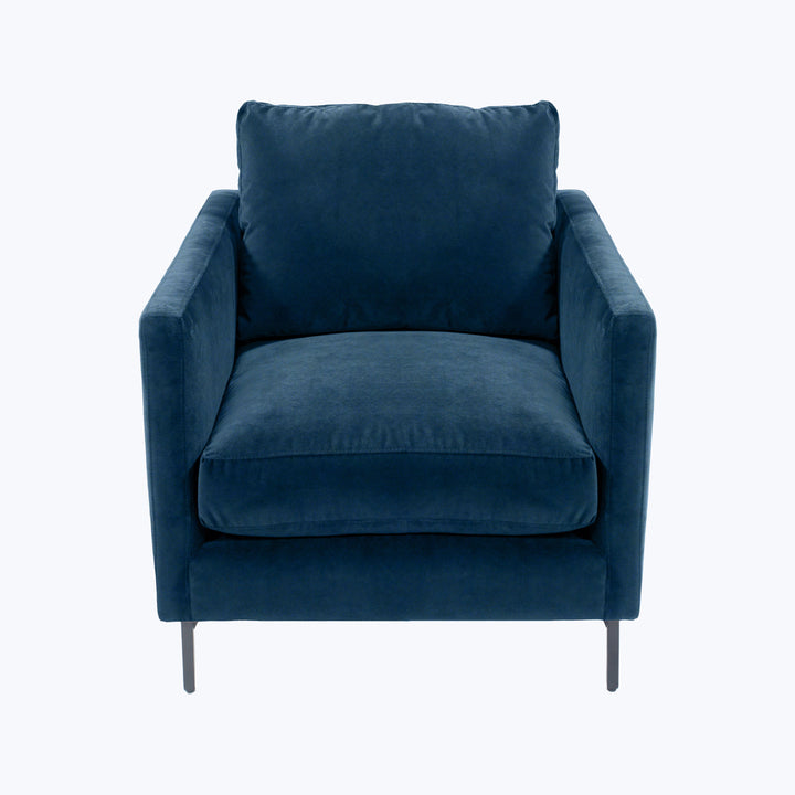 Hannah Chair, Black Leg Black / Banks, Performance Velvet / Denim