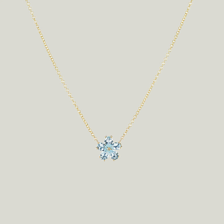 Mini Classic Aquamarine Forget-Me-Not Necklace