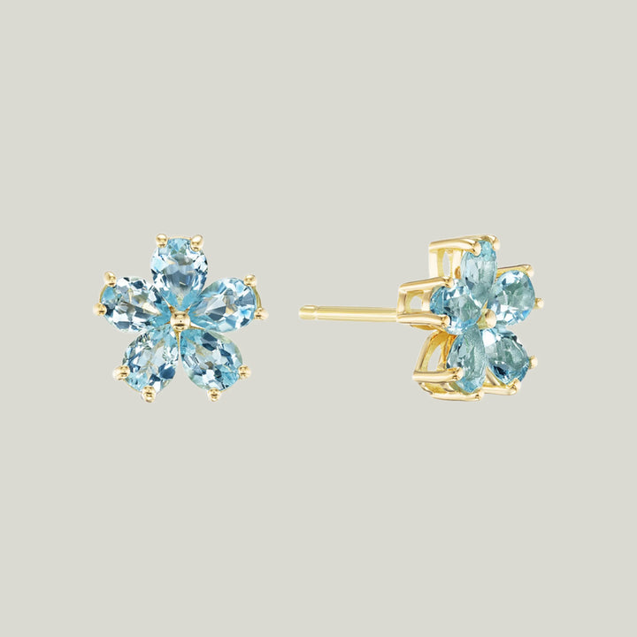 Mini Classic Aquamarine Forget-Me-Not Earrings