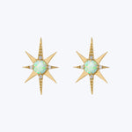 Starburst Stud Earrings, Yellow Gold, Opal, Large