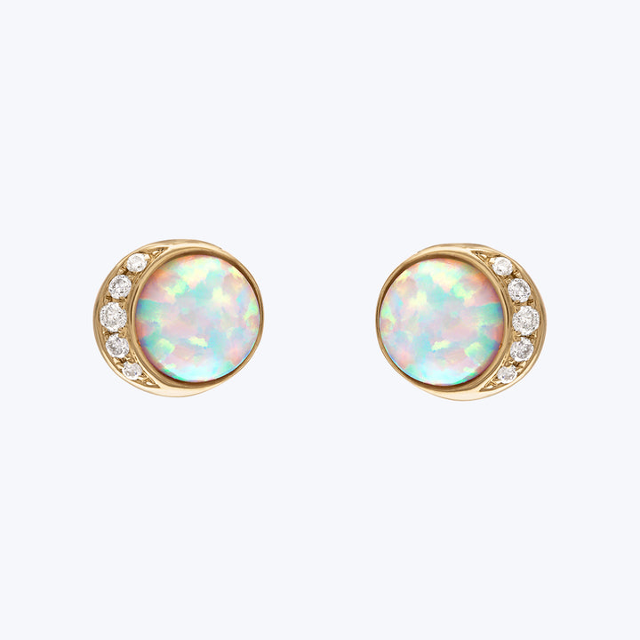Moonrise Studs, Yellow Gold, Opal, Large
