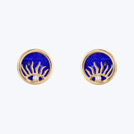 Sunrise Studs, Yellow Gold, Lapis