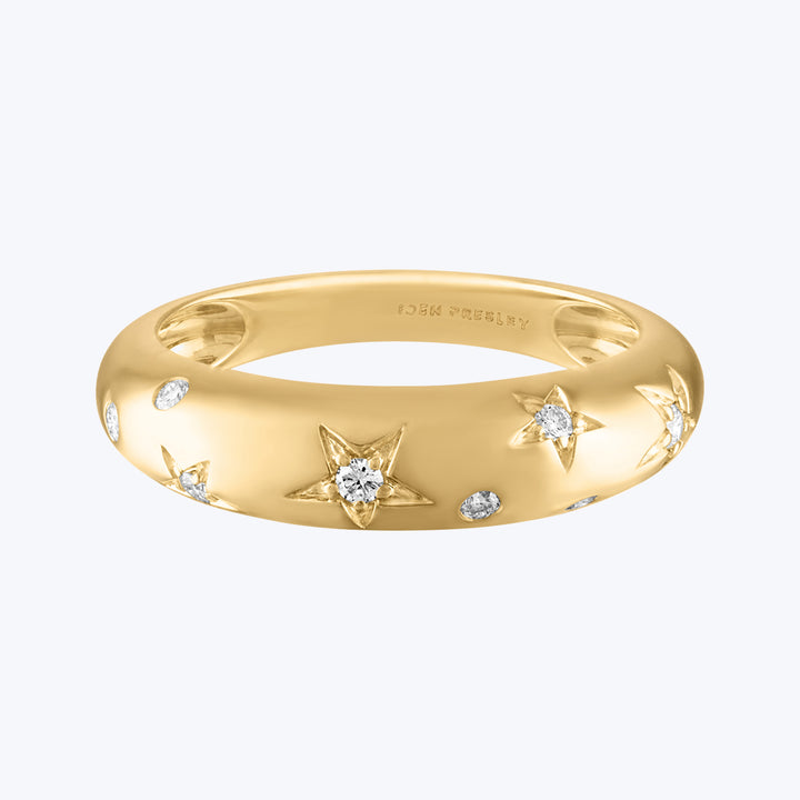 Celeste Dome Ring, Yellow Gold, White Diamonds, Small, Size 7