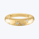 Celeste Dome Ring, Yellow Gold, White Diamonds, Small, Size 7