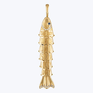 Swedish Fish Pendant, Yellow Gold, Pastel, Large - hover
