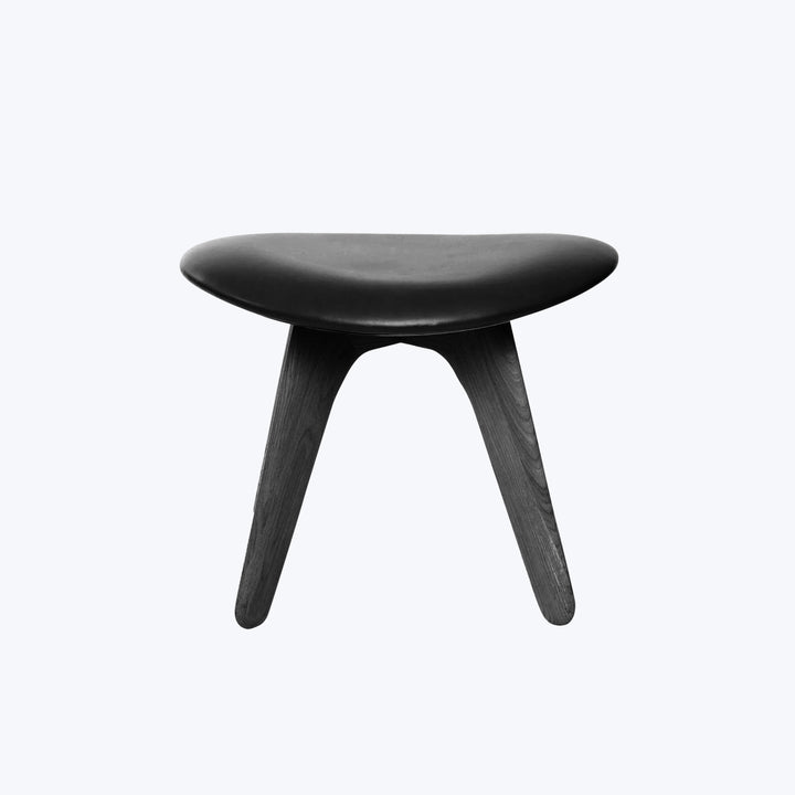 Slab Leather Ottoman Black / Black Leather
