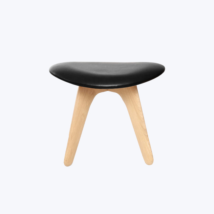 Slab Leather Ottoman Natural / Black Leather