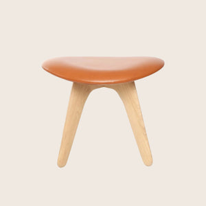 Slab Leather Ottoman Natural / Cognac Leather